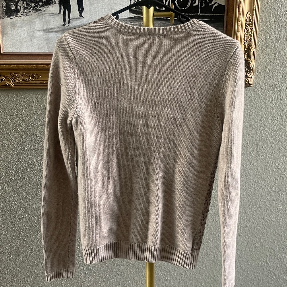 Ann Taylor Taupe Sequin Crewneck Cardigan - Picture 7 of 7